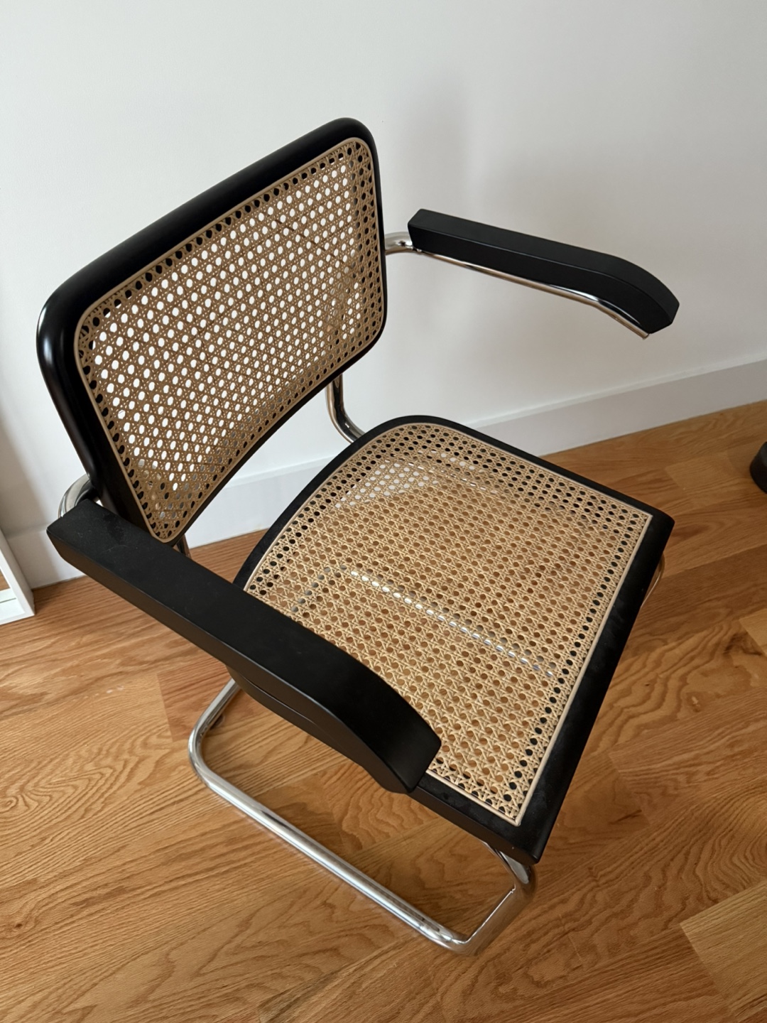 Mid-Century Modern Cane Chair with Chrome Legs