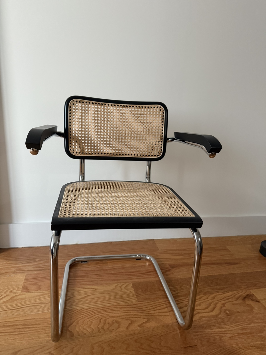 Mid-Century Modern Cane Chair with Chrome Legs - photo 3