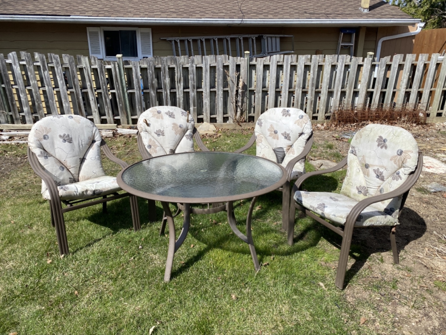 Patio Set - 4 Chairs and Glass Top Table