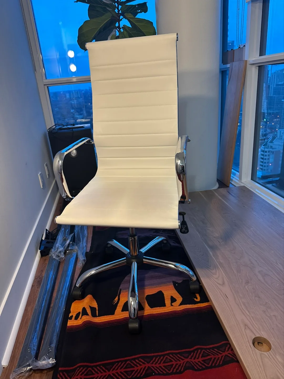 White Office Chair with Chrome Base thumbnail