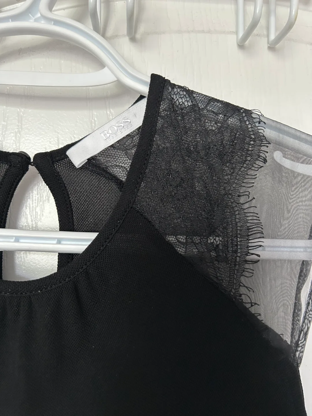 Boss black sleeveless top with lace detail image indicator(3)