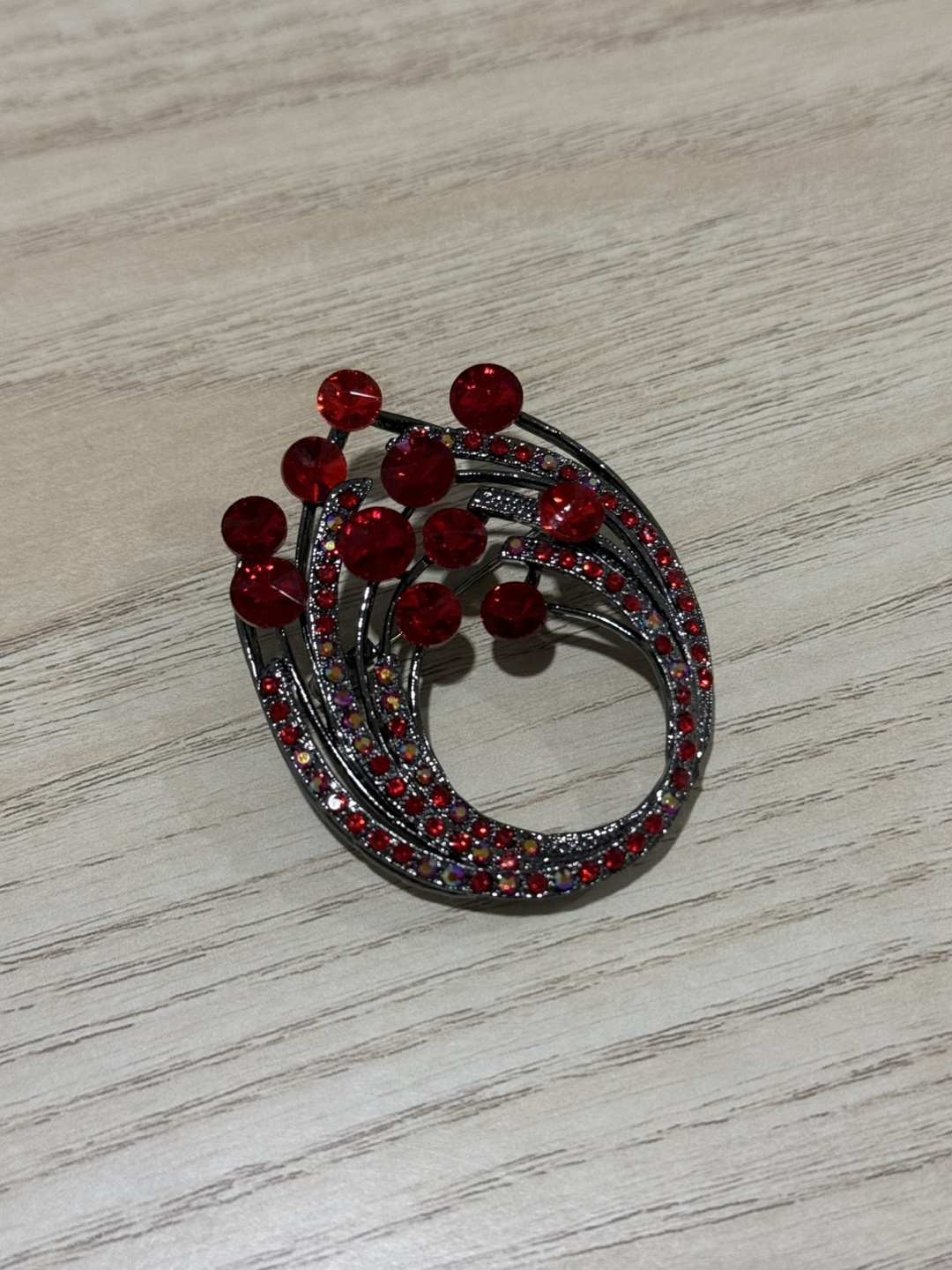 Elegant Red Crystal Brooch