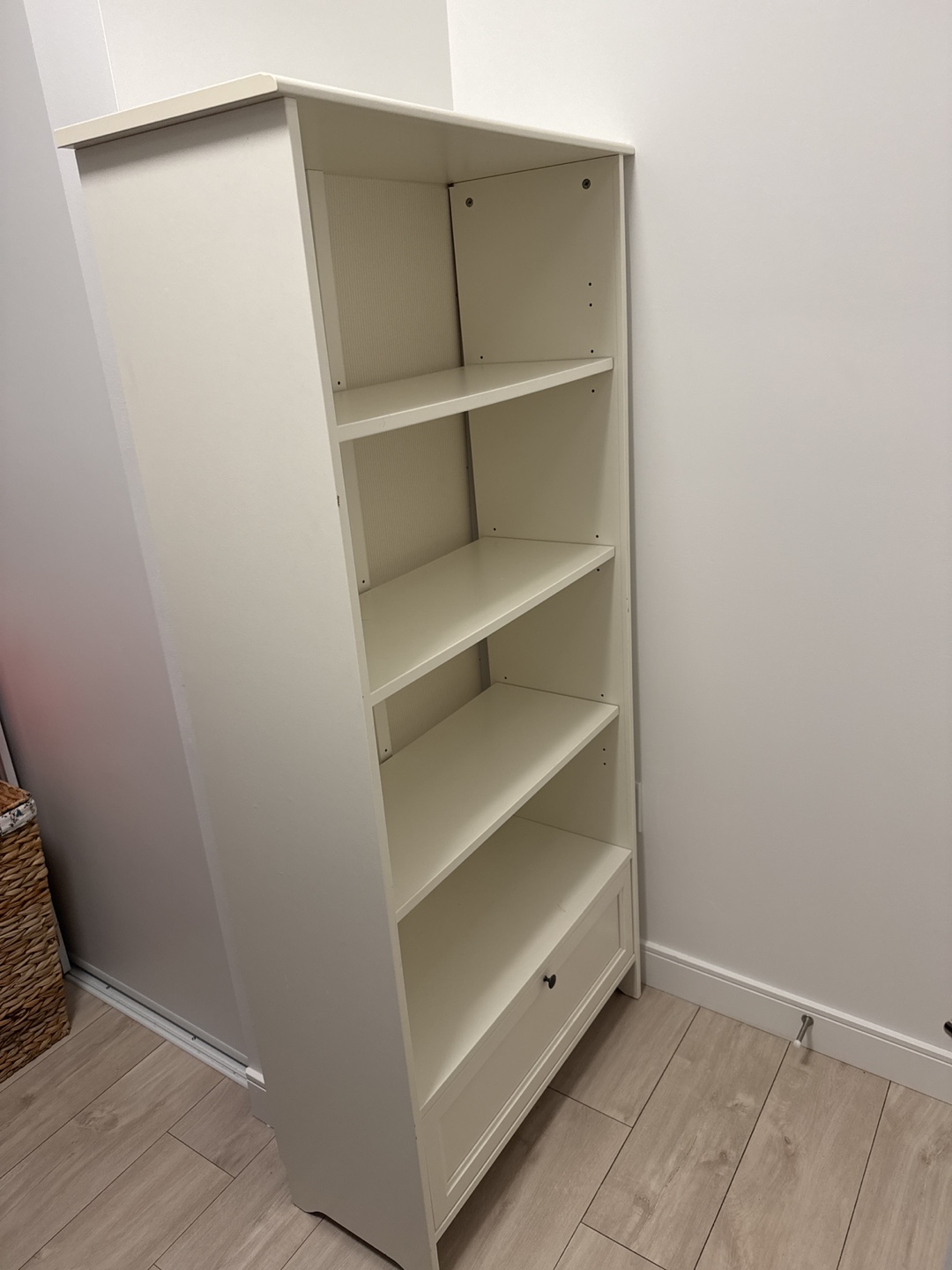 White Bookcase with Drawer