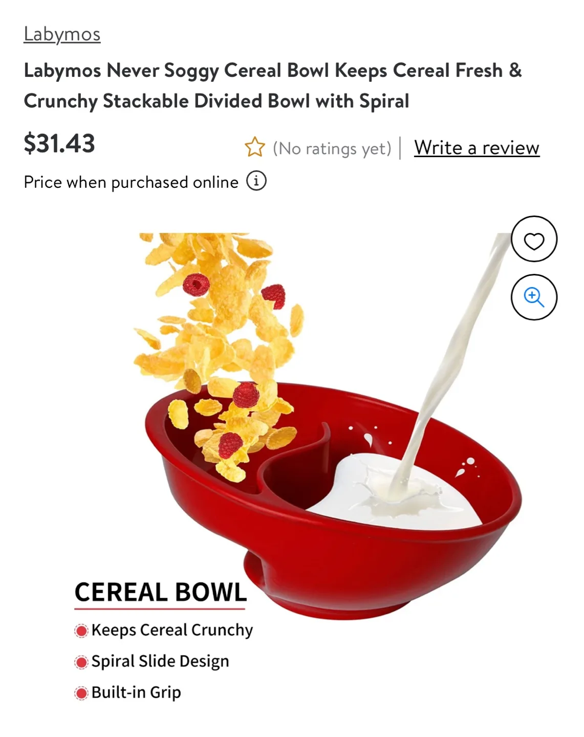 Labymos Never Soggy Cereal Bowl - Red image indicator(3)