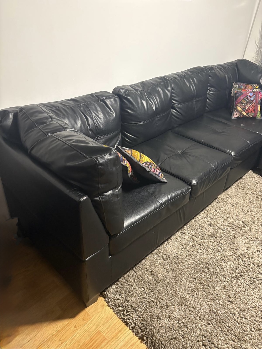 Black Leather Sectional Sofa