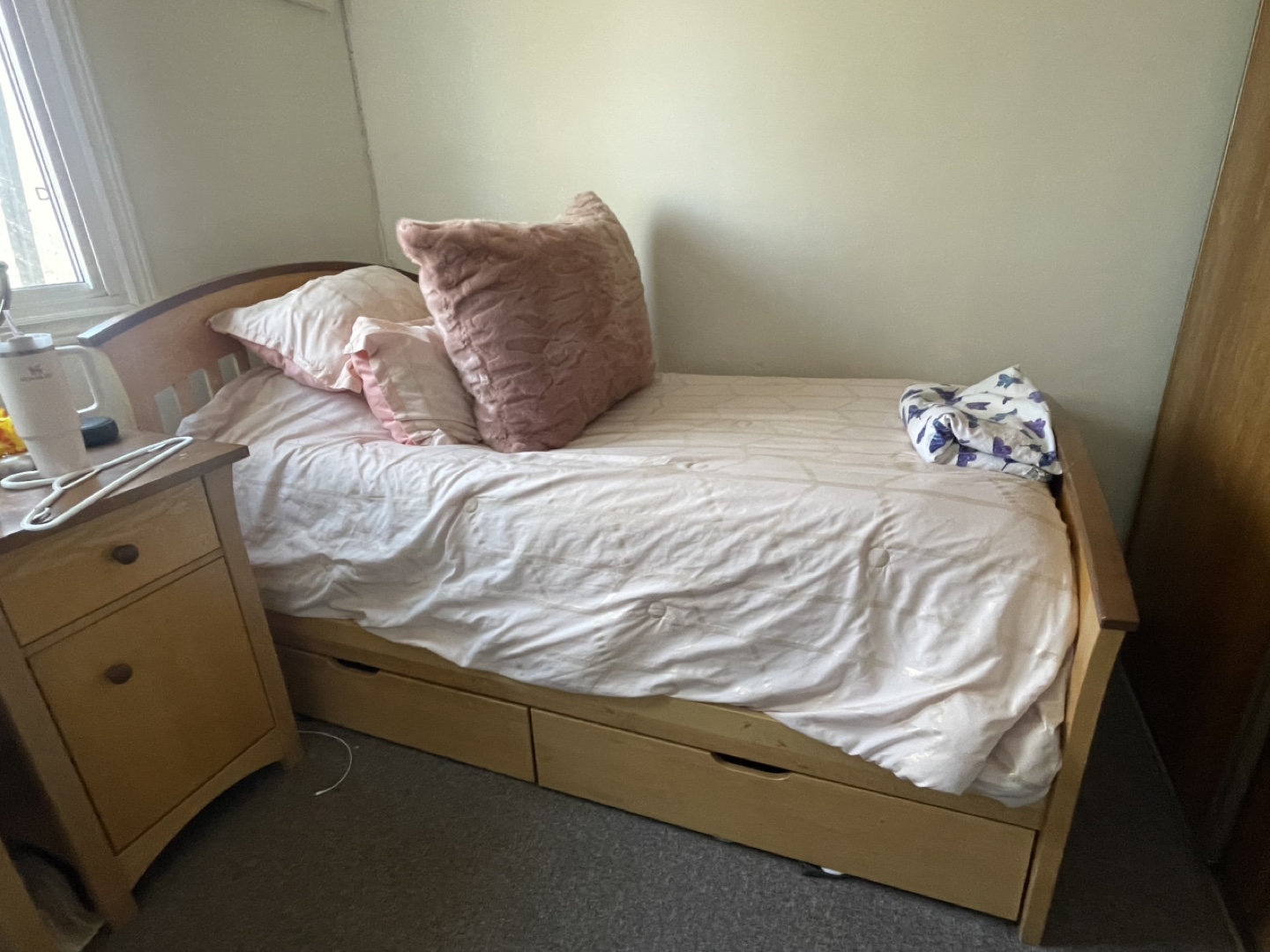Wooden Bedroom Set - Desk, Bed, and Nightstand - photo 5