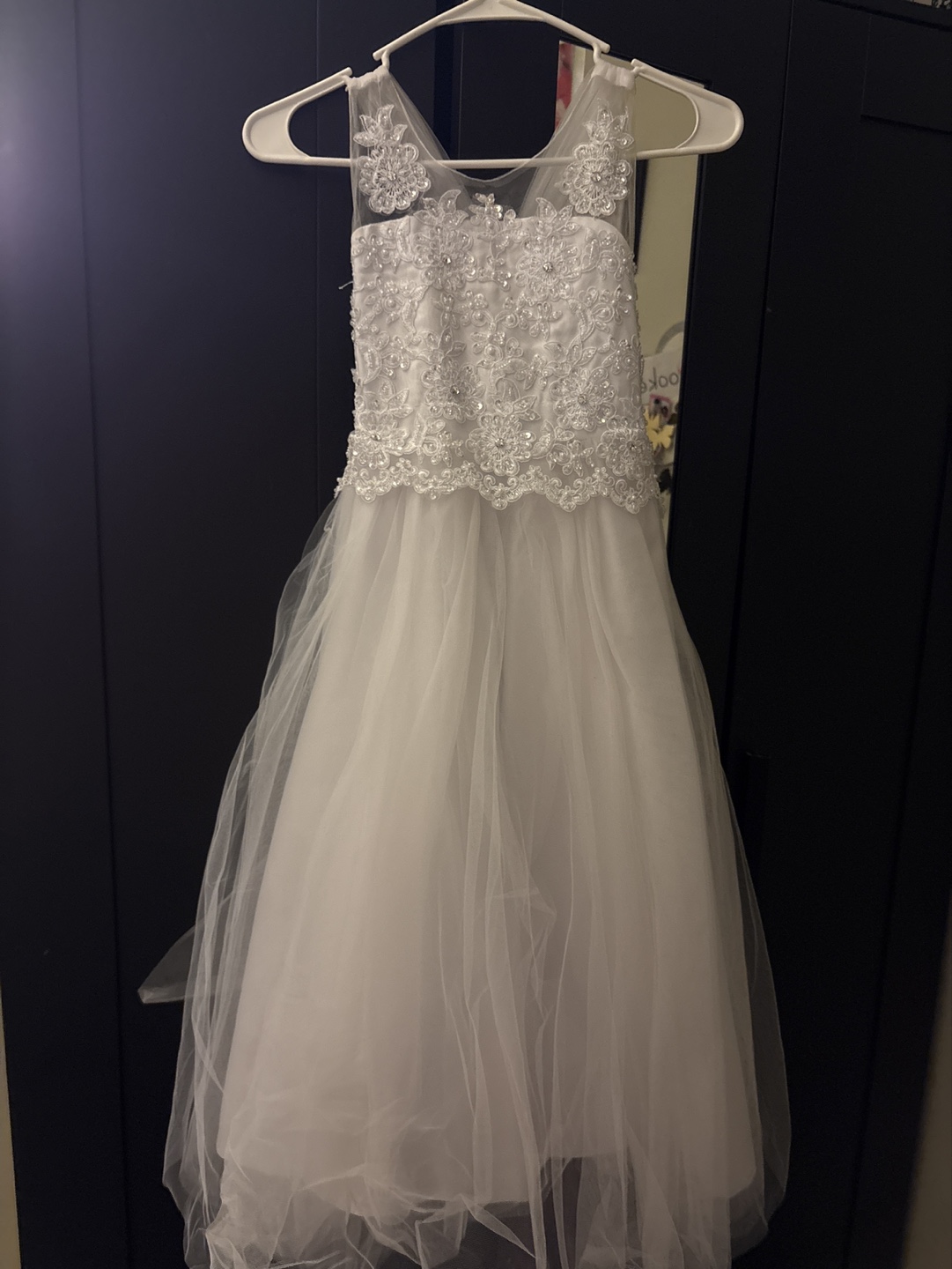 Girls' White Flower Girl Dress Size 8