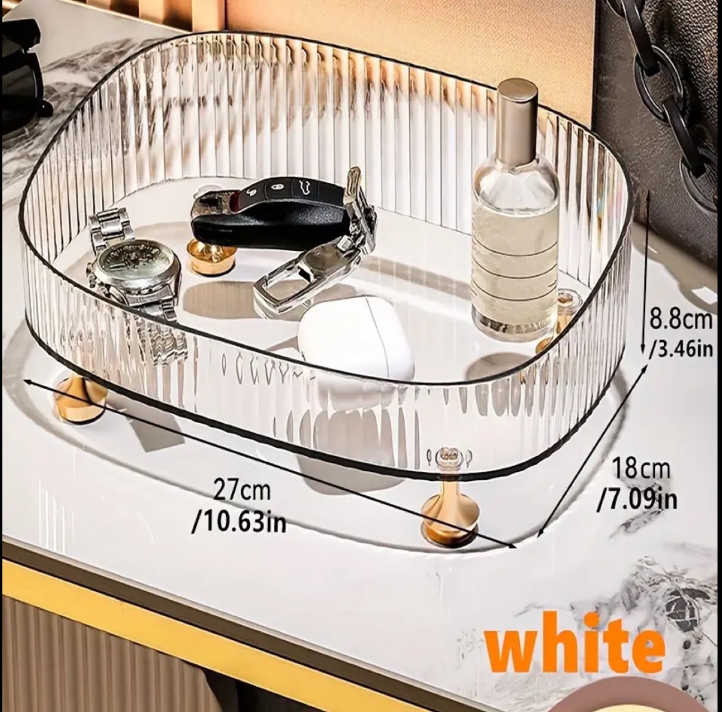 Set of 3. Clear Acrylic Organizer set for bathroom, makeup