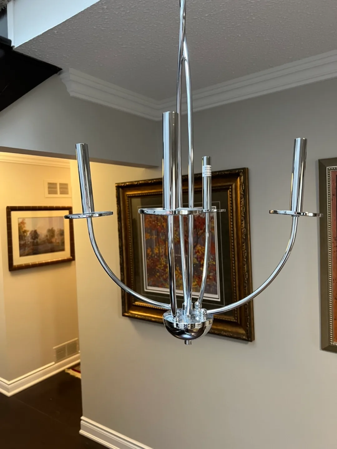 Modern Chrome 4-Light Chandelier thumbnail