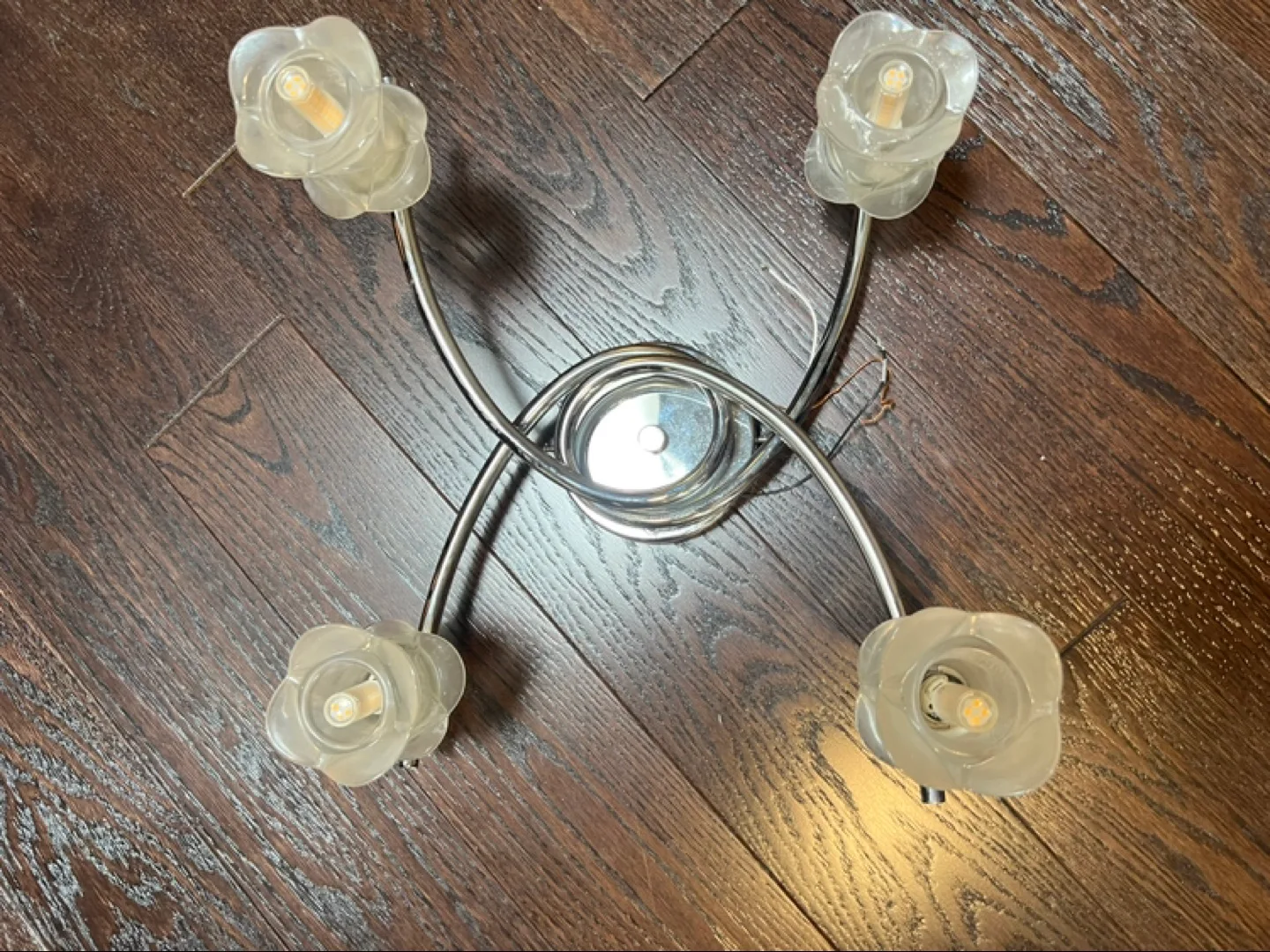 Chrome 4-Light Fixture with Frosted Glass Shades thumbnail