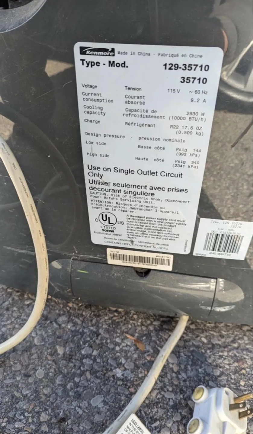 Kenmore 129-35710 Portable Air Conditioner image indicator(4)