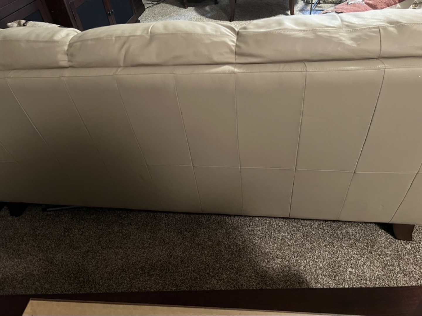 Cream Leather Sofa - photo 2