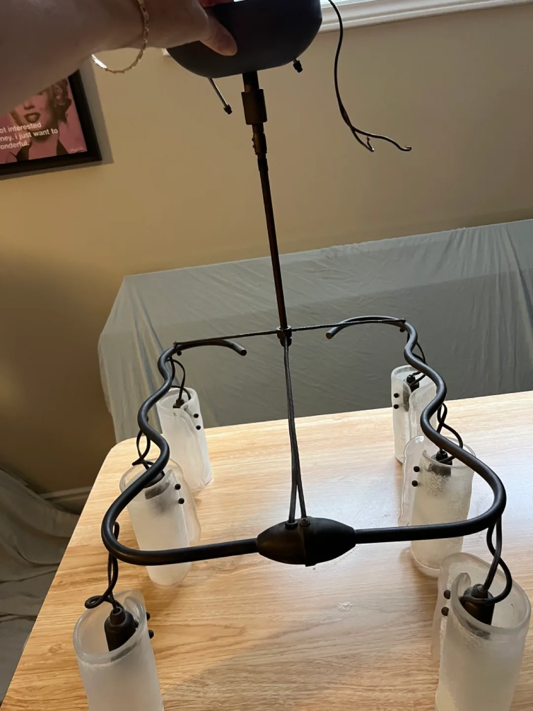 Six-Light Frosted Glass Chandelier thumbnail