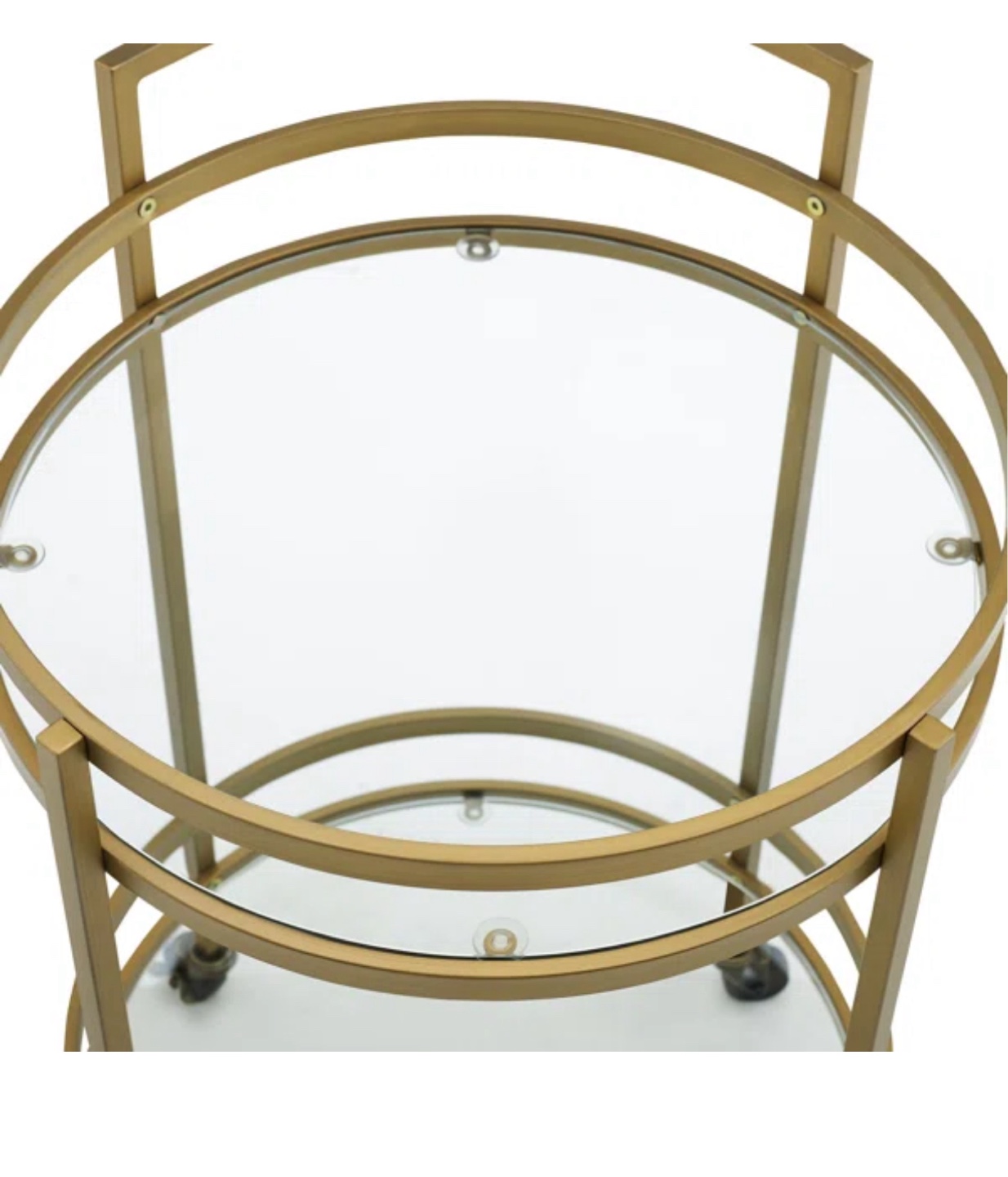 Gold Metal Bar Cart with Glass Shelves - photo 2