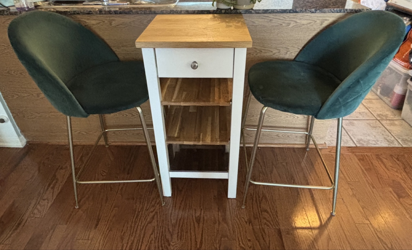Two Velvet Counter Stools