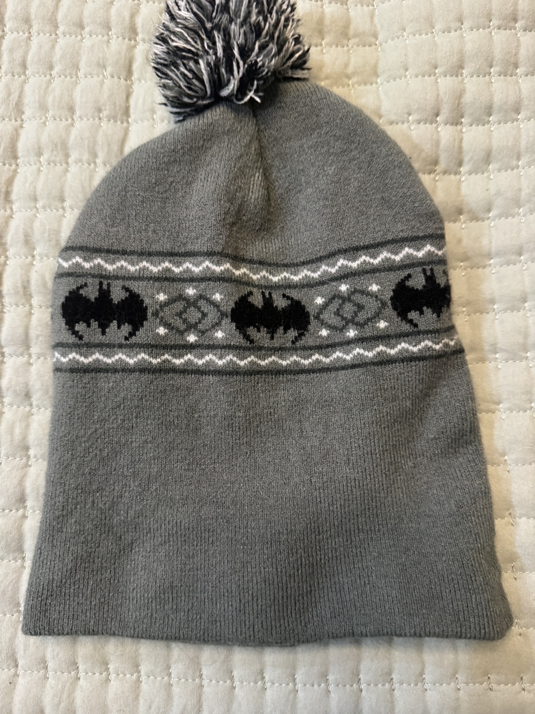 Gray Batman Knit Beanie with Pom Pom - photo 5
