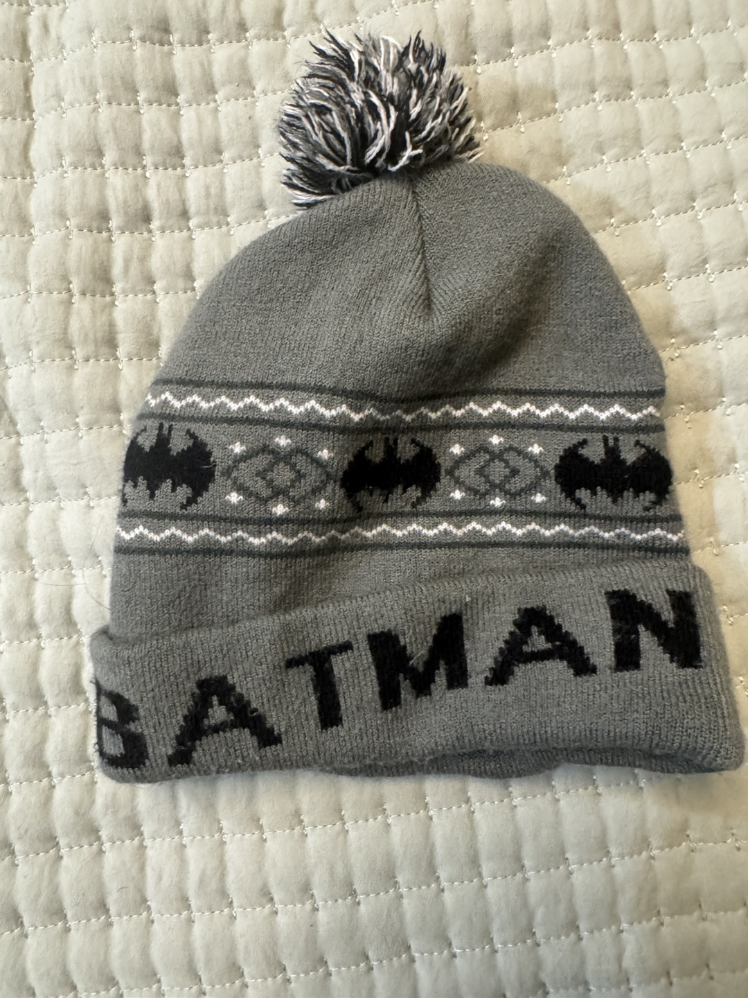 Gray Batman Knit Beanie with Pom Pom - photo 4