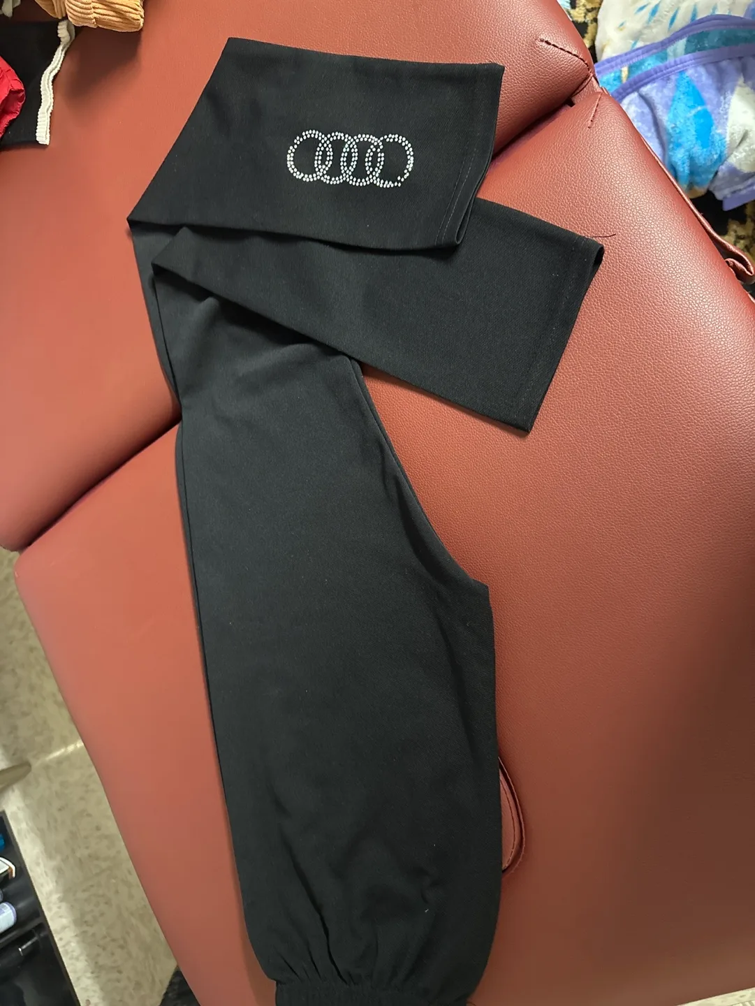Black Leggings with Audi Rhinestone Detail thumbnail