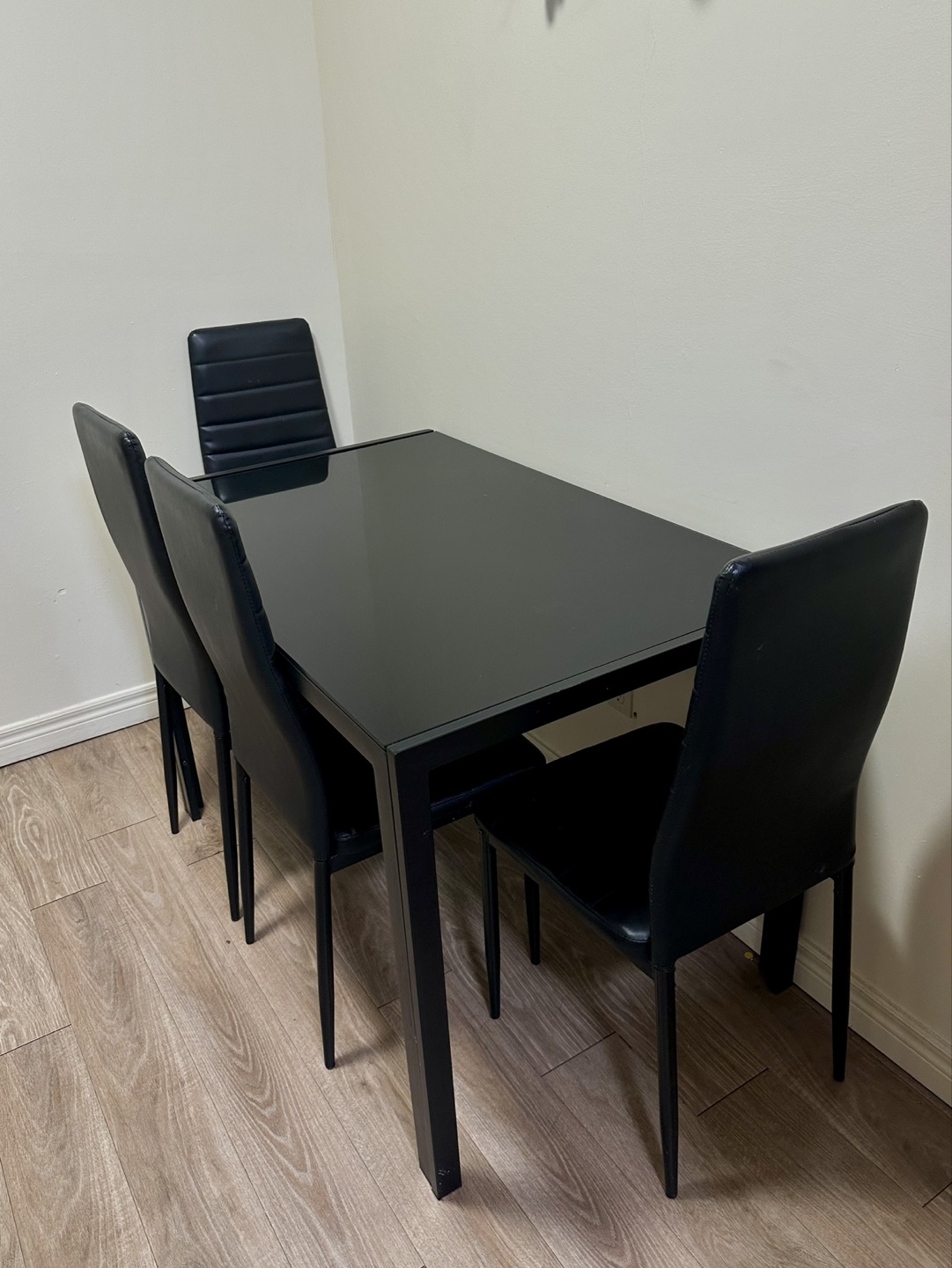 Black Glass Dining Table Set with 4 Chairs - photo 4