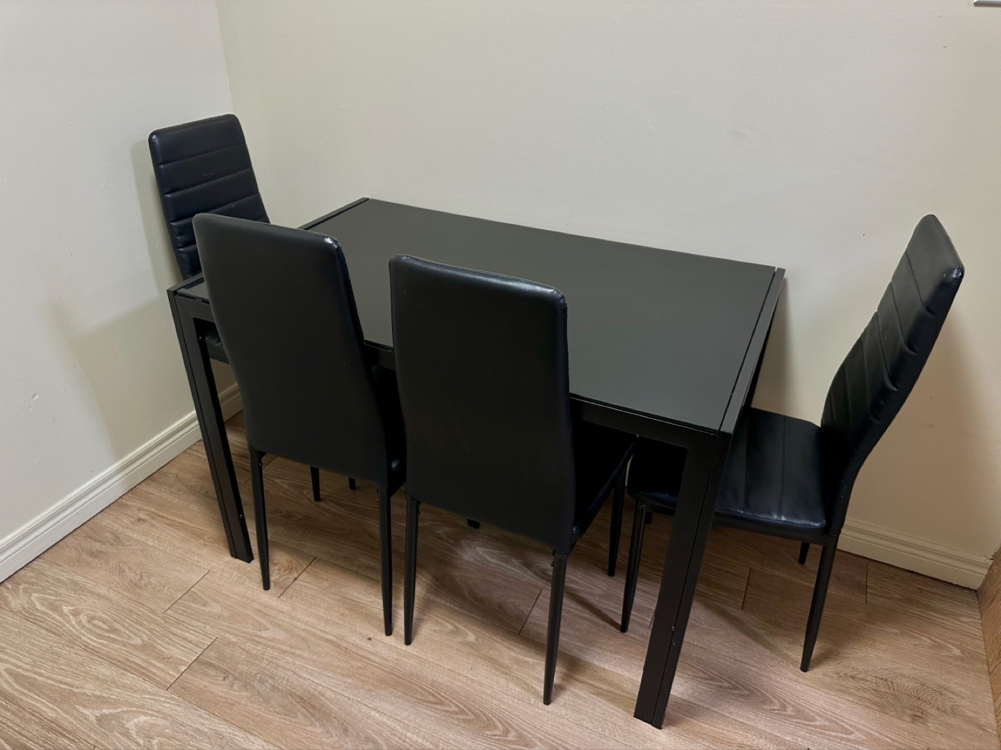 Black Glass Dining Table Set with 4 Chairs - photo 3