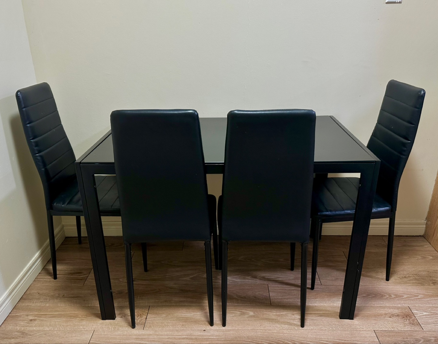 Black Glass Dining Table Set with 4 Chairs - photo 2