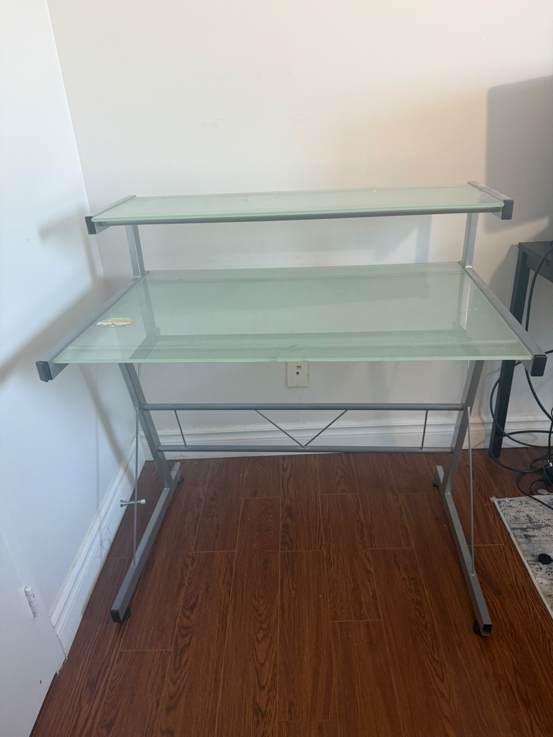 Glass Computer Desk with Metal Frame - photo 2