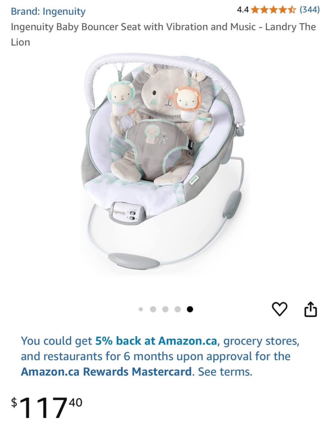 Ingenuity Baby Bouncer Landry the Lion - photo 2