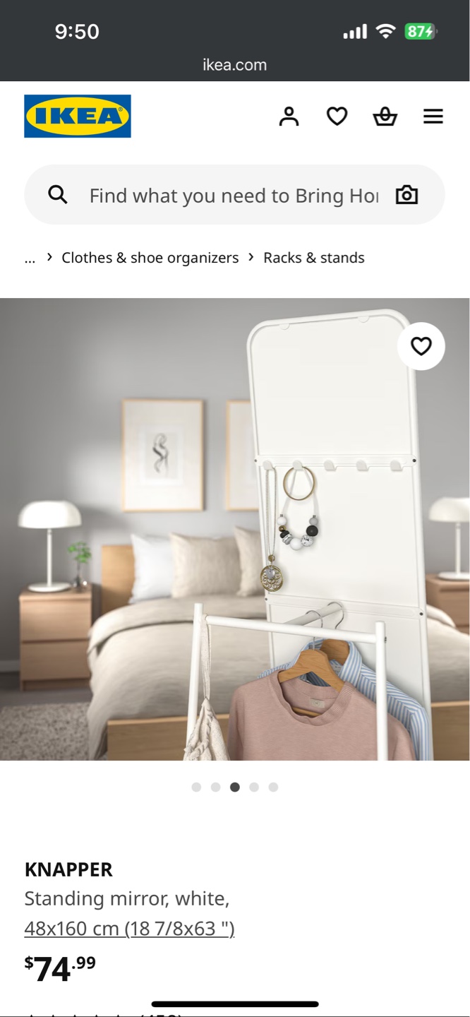 IKEA KNAPPER Full-Length Mirror - White - photo 3