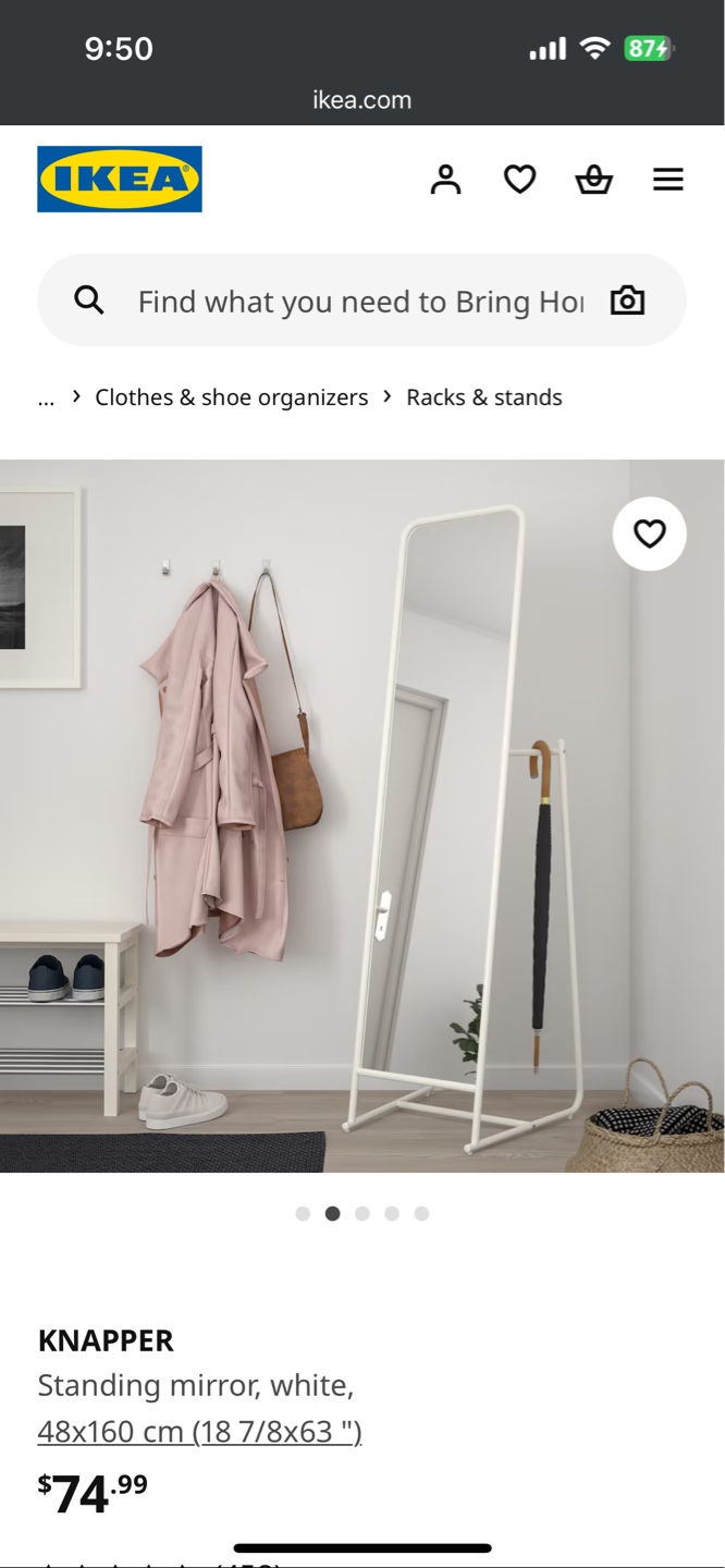 IKEA KNAPPER Full-Length Mirror - White - photo 2