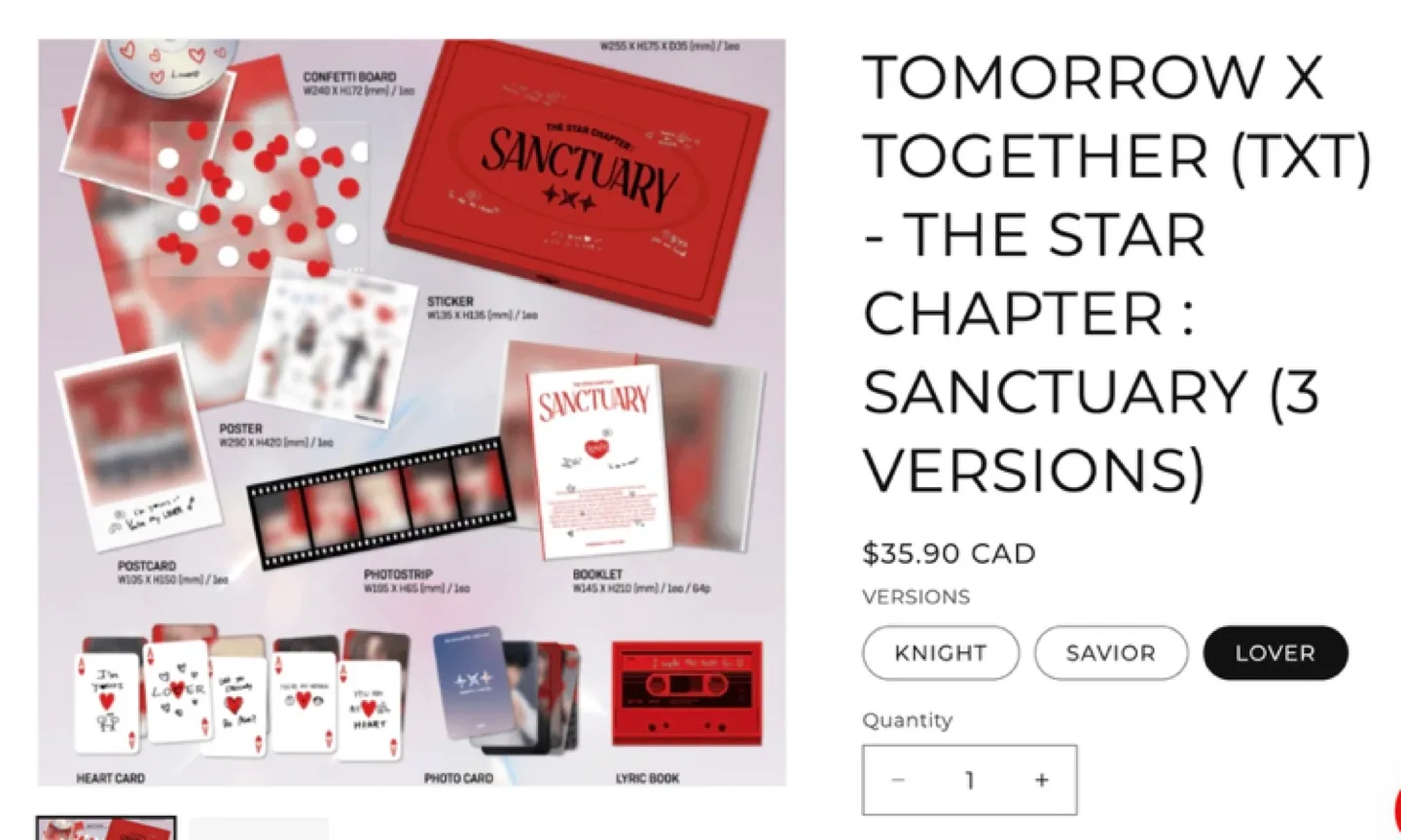 [WITH PC] TXT Sanctuary (Lover Ver.) Album Kpop image indicator(3)