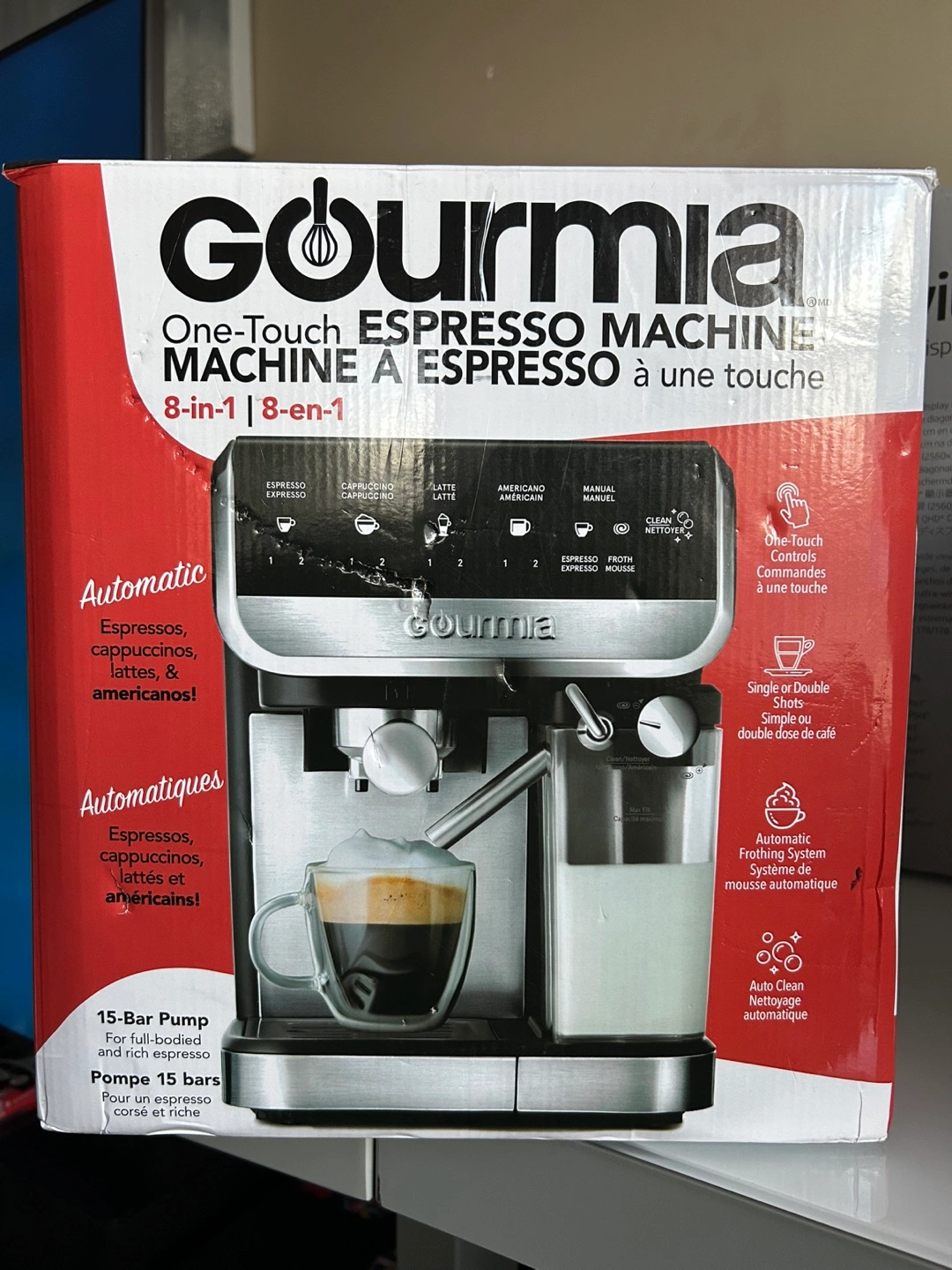 Brand New Gourmia 8-in-1 Espresso Coffee Maker Machine Karrot