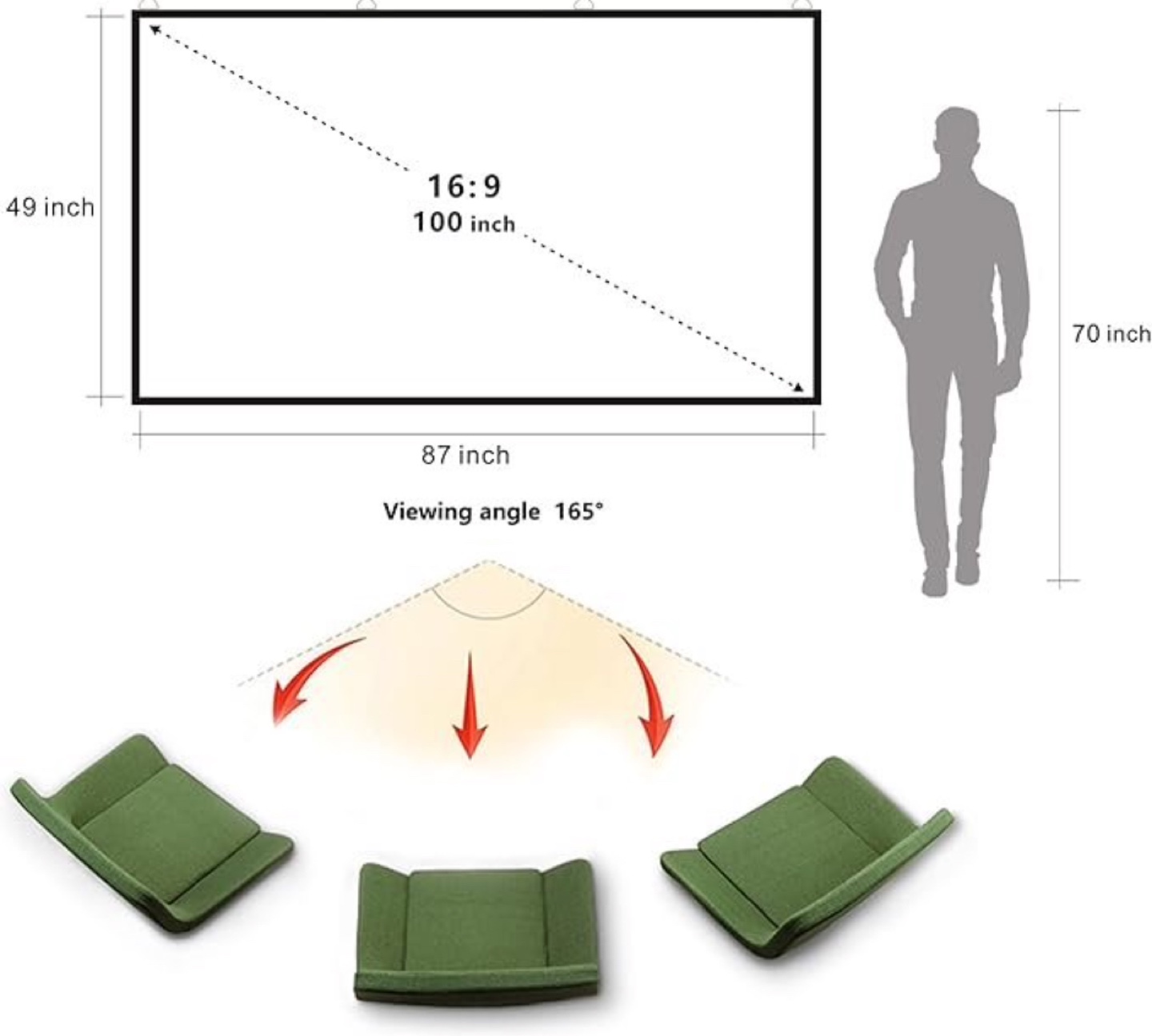 Yandood 100-inch Foldable Projector Screen - photo 5