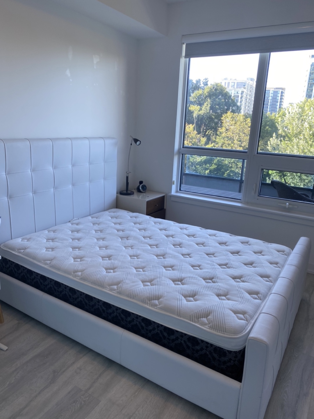 Mobilia Queen Genuine Leather Bed Frame with Slatted Base