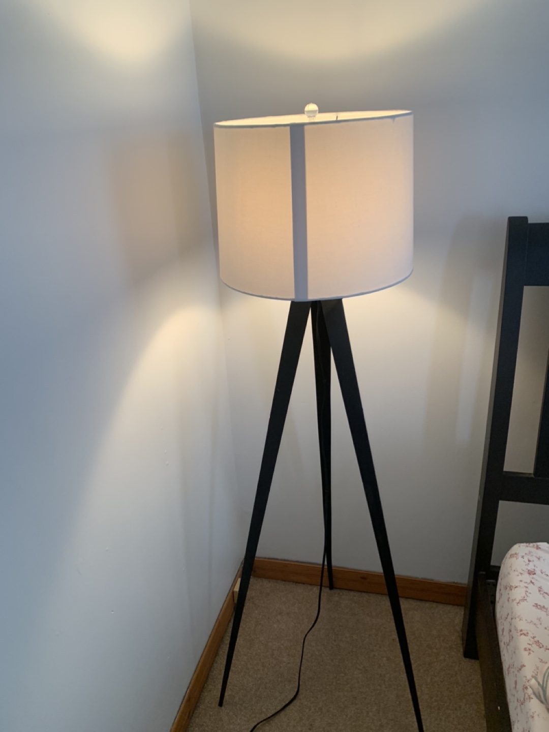 Black Tripod Floor Lamp with White Shade - photo 3