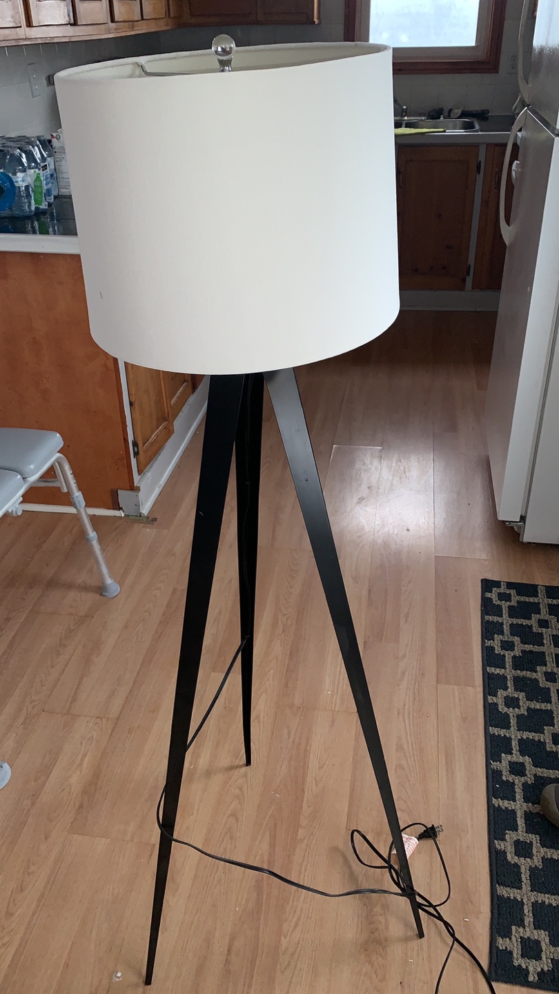 Black Tripod Floor Lamp with White Shade
