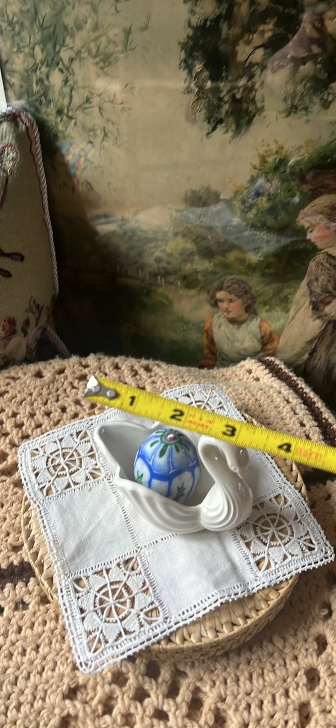 Vintage Swan Shaped Candle Holder with Decorated Egg thumbnail
