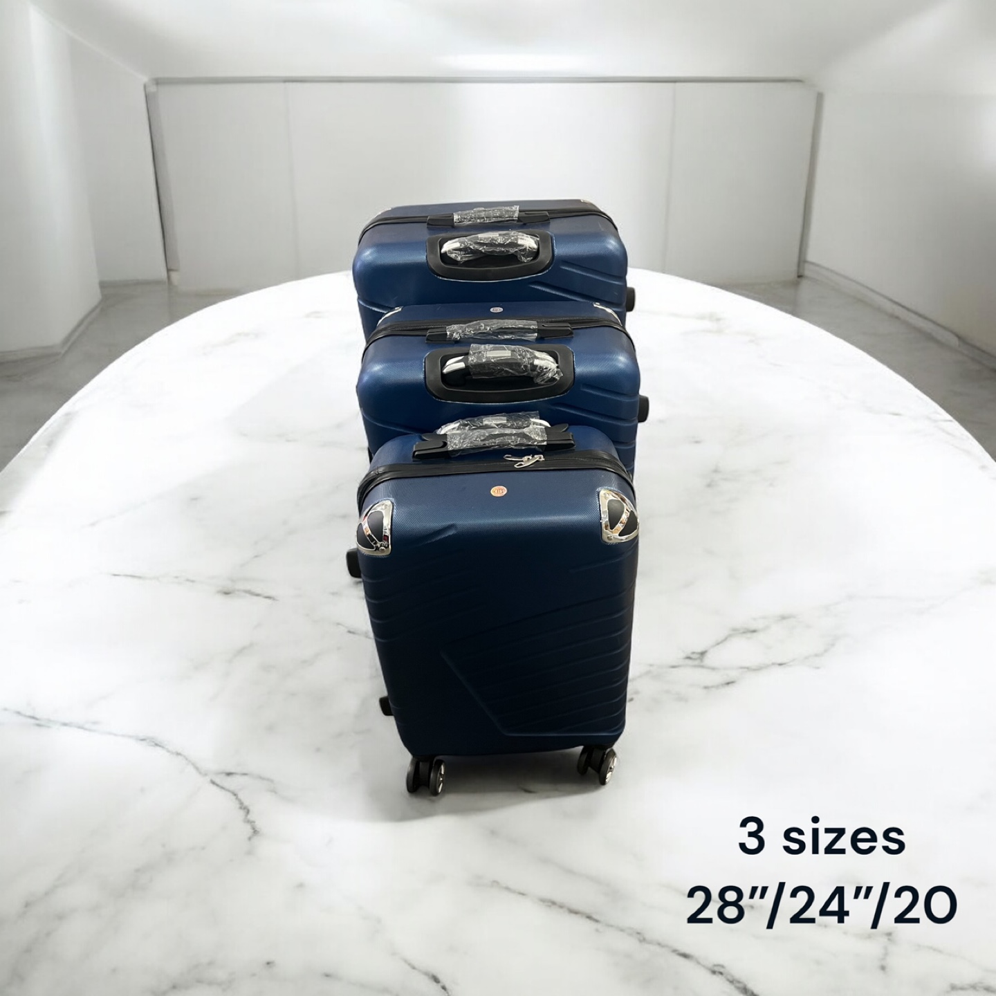 3-Piece Luggage Set - 28", 24", 20" - Dark Blue