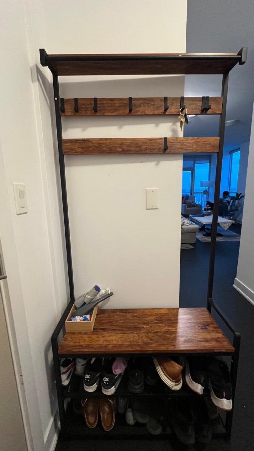 Shoe Rack with Coat hanger and sitting bench