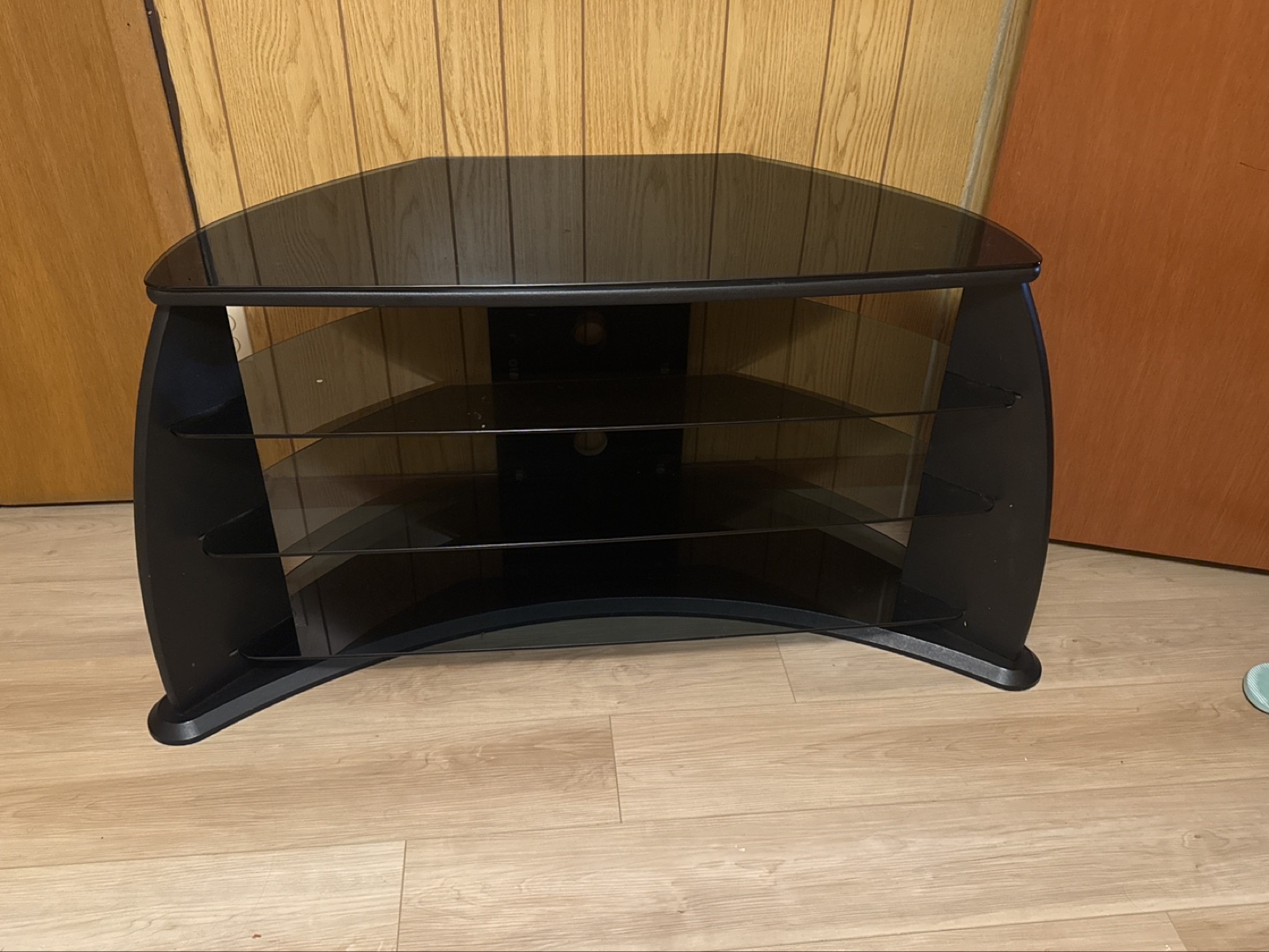 Corner TV Stand with Glass Shelves