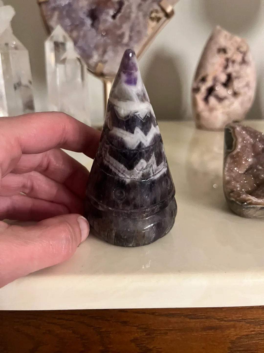 Chevron Amethyst Gnome Carving thumbnail
