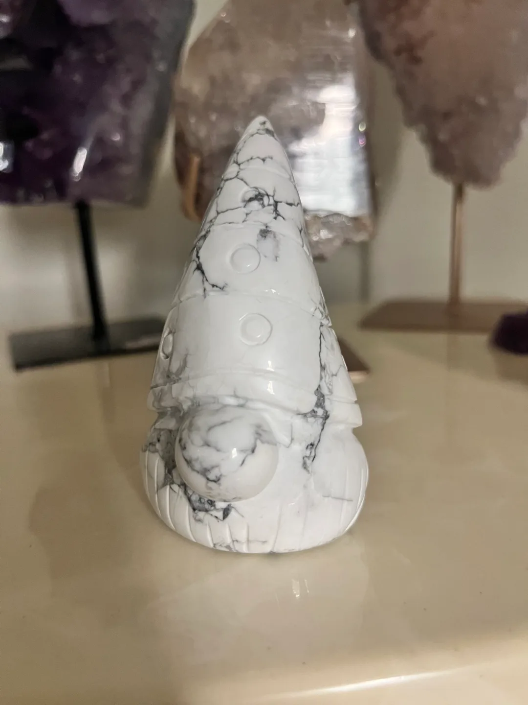 Carved Howlite Gnome Figurine thumbnail
