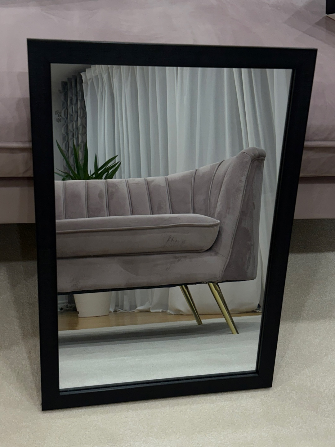 Leaning Mirror with Black Frame