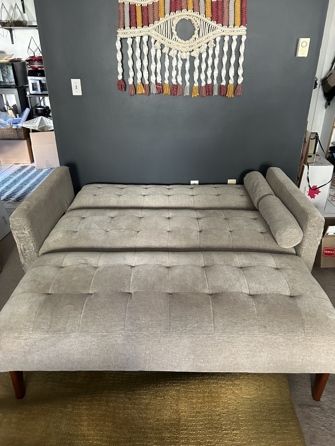 Grey Tufted Chenille Sofa Couch with Ottoman - photo 3