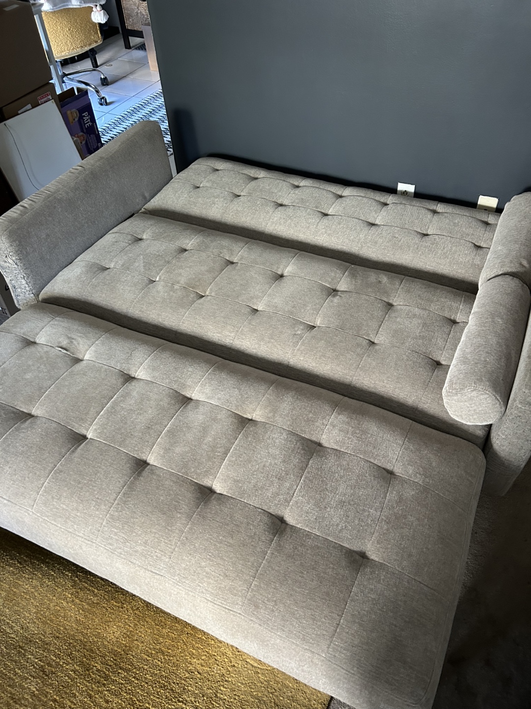 Grey Tufted Chenille Sofa Couch with Ottoman - photo 4