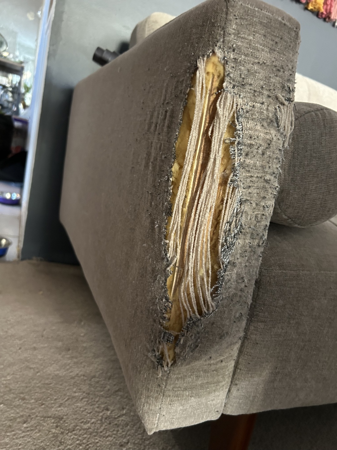 Grey Tufted Chenille Sofa Couch with Ottoman - photo 5