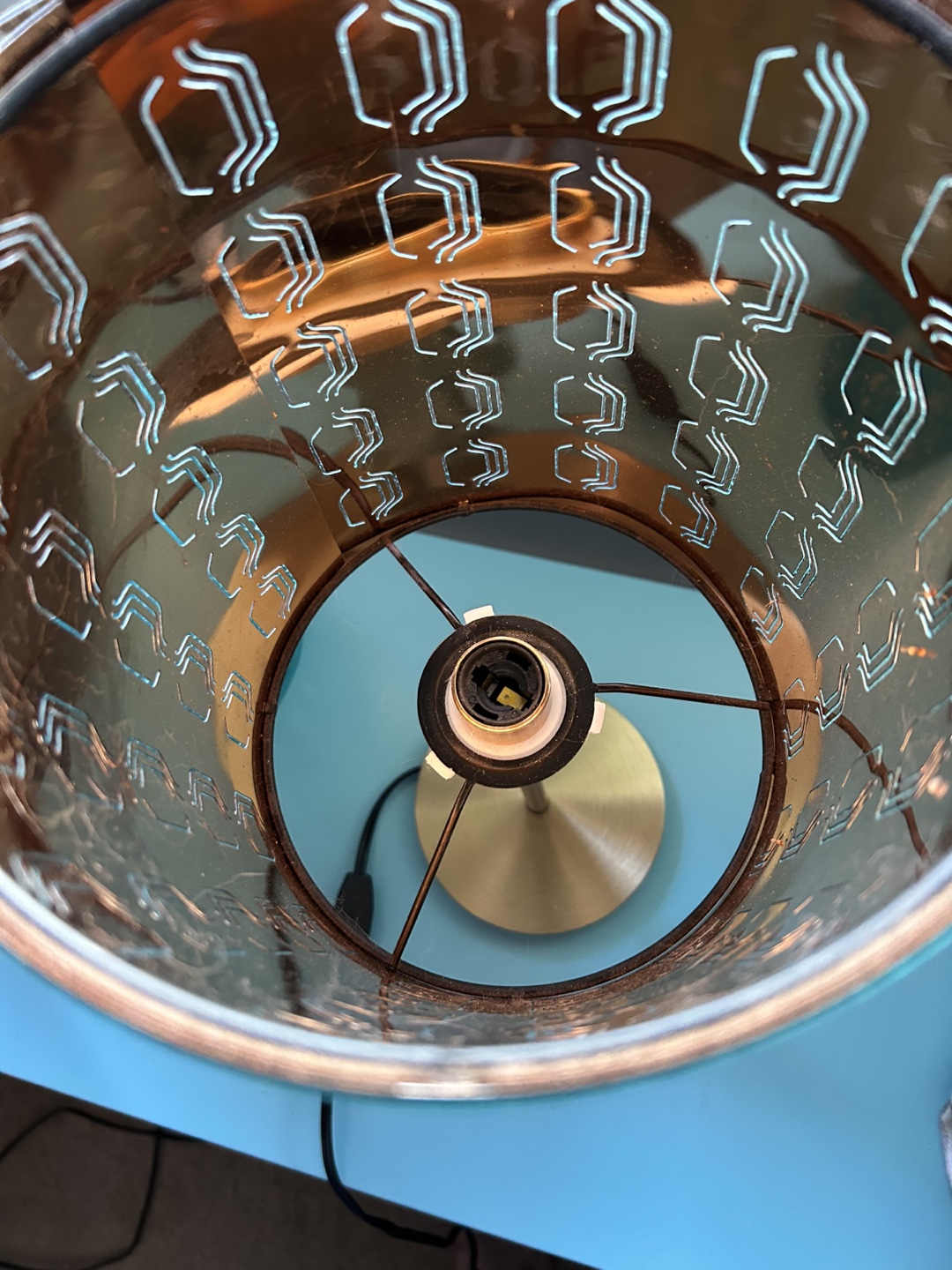 Turquoise IKEA NYMO Lamps with Gold SKAFTET Bases - photo 2