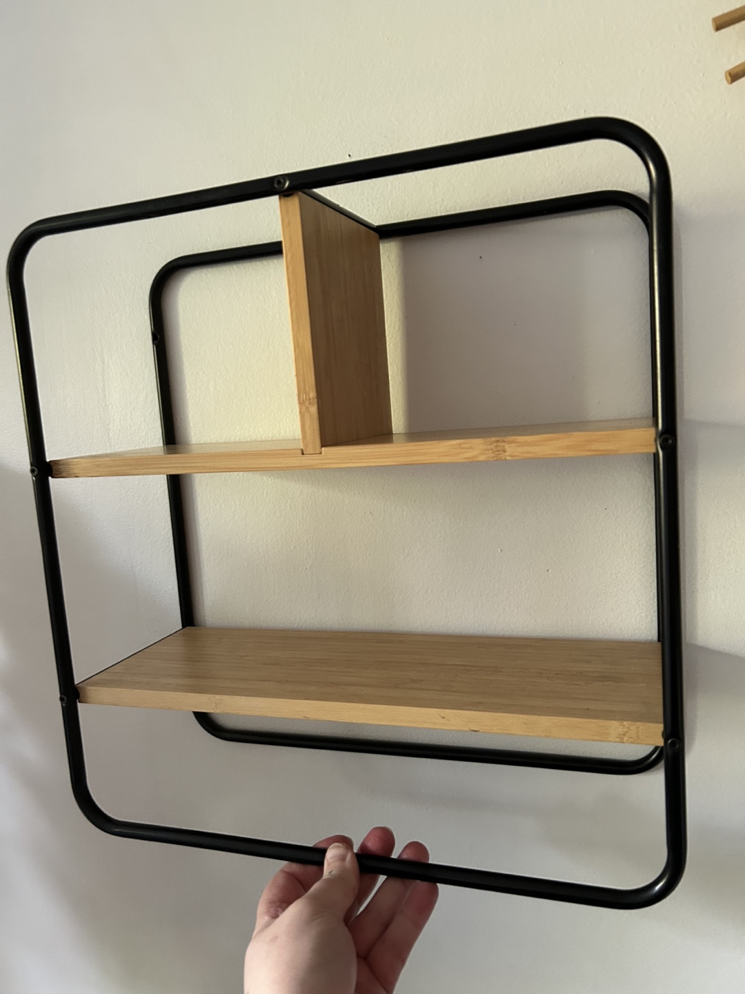Square Metal & Wood Wall Shelf