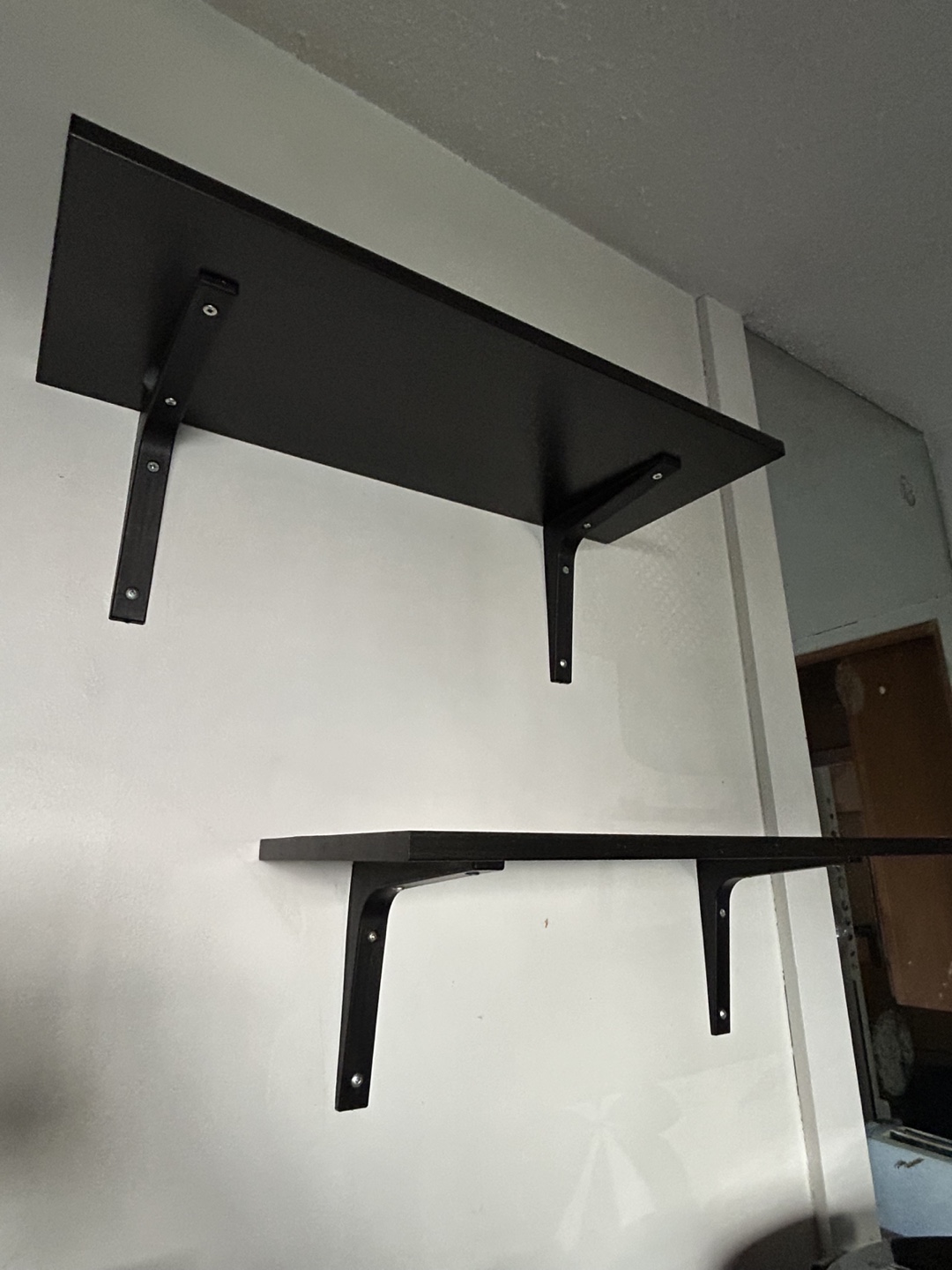 2 Black IKEA Burhult Shelves with Tomthult Brackets - photo 2