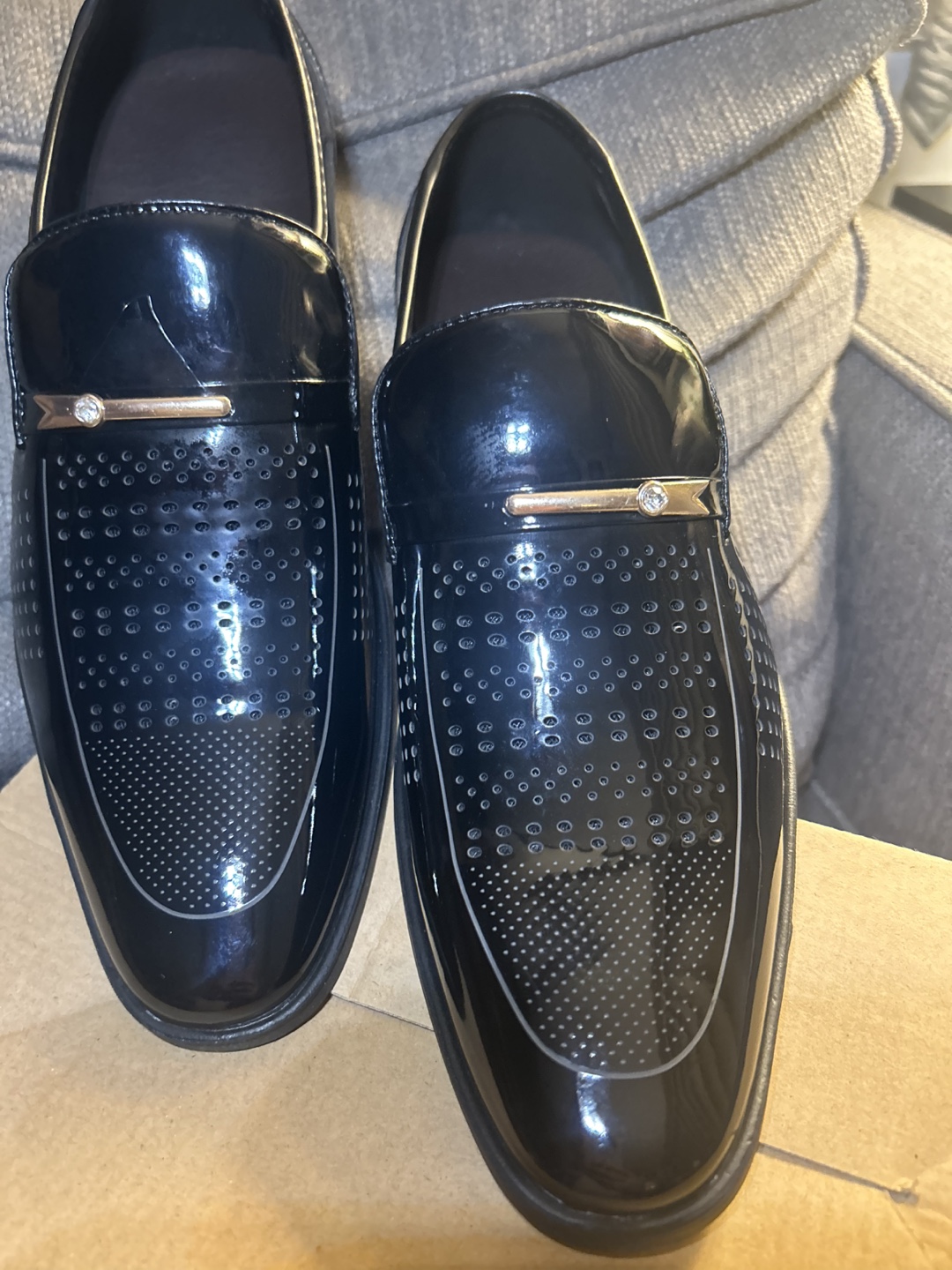 Men's Black Patent Leather Dress Shoes, Size 9.5