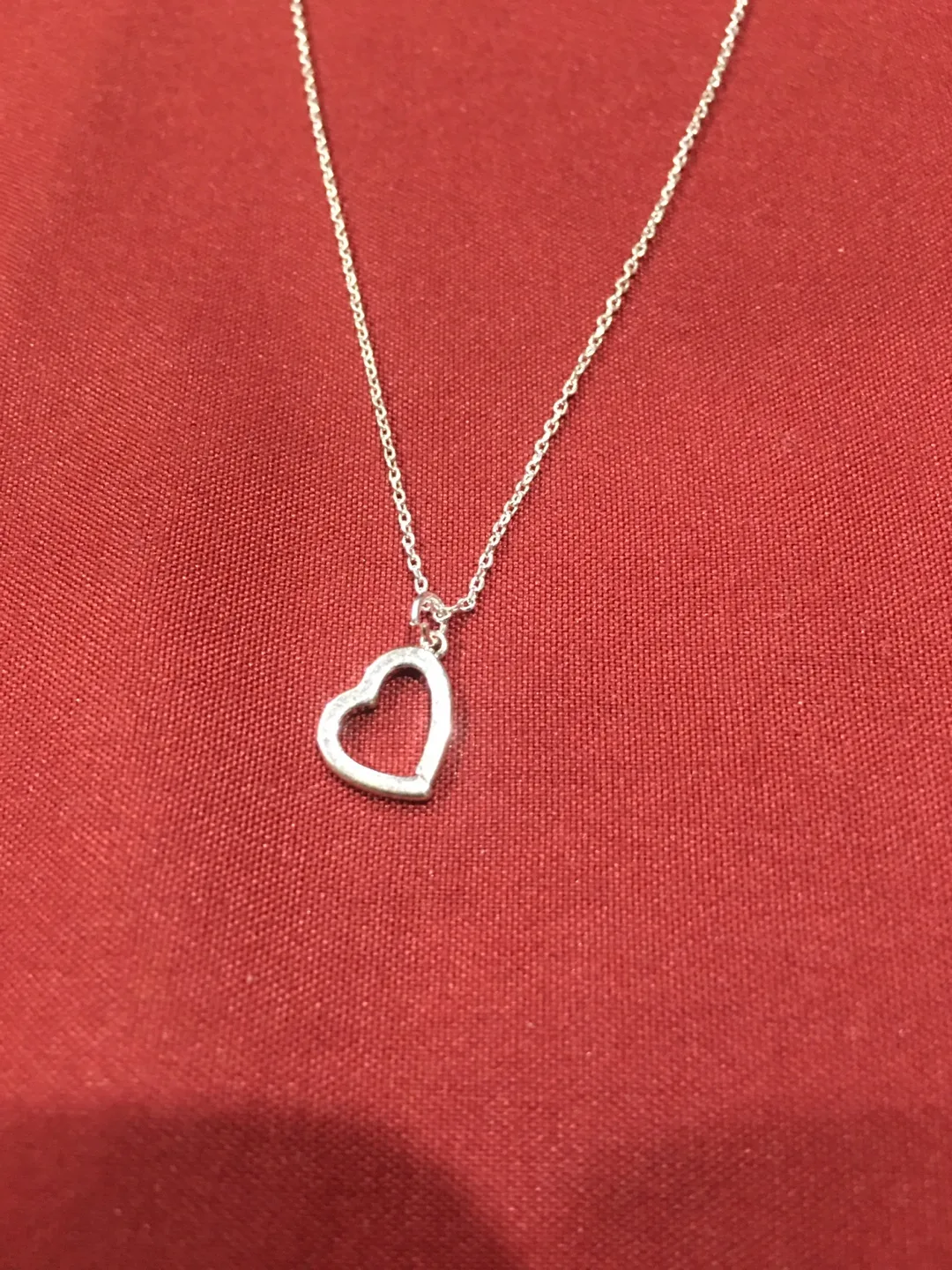 Dainty Silver Open Heart Necklace image indicator(2)
